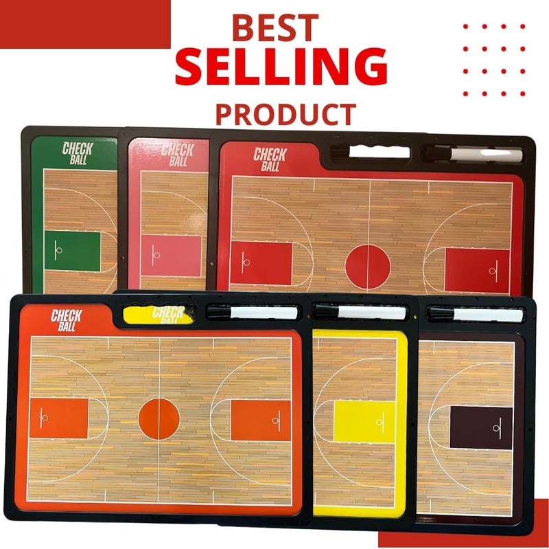 Check Ball Basketball Coaching Board | Double-Sided Premium Dry Erase Clipboard with Full & Half Court (16.5 X 12.5) & Pocket Size Eraser - Image 5